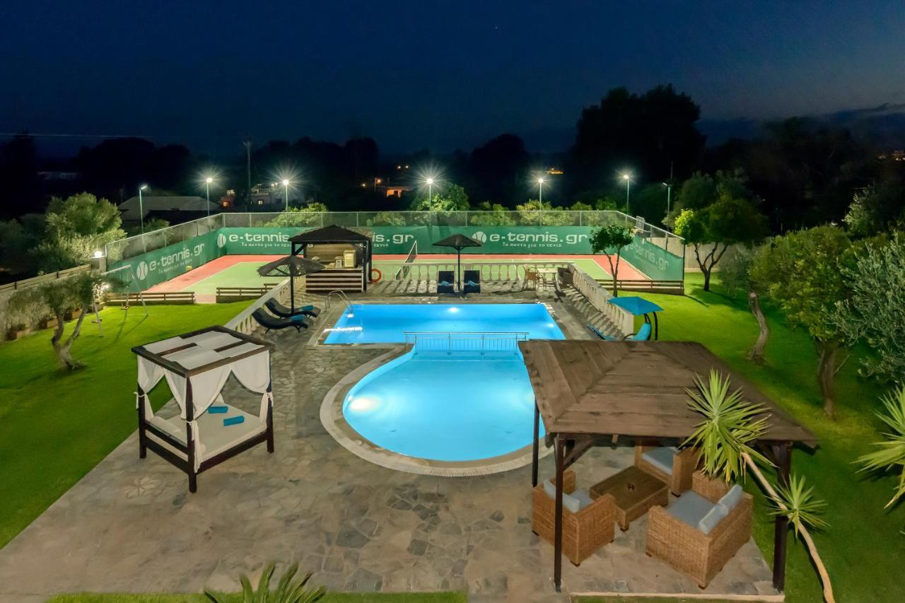 Villa Maxim With Private Pool & Tennis Court Halikounas Luaran gambar