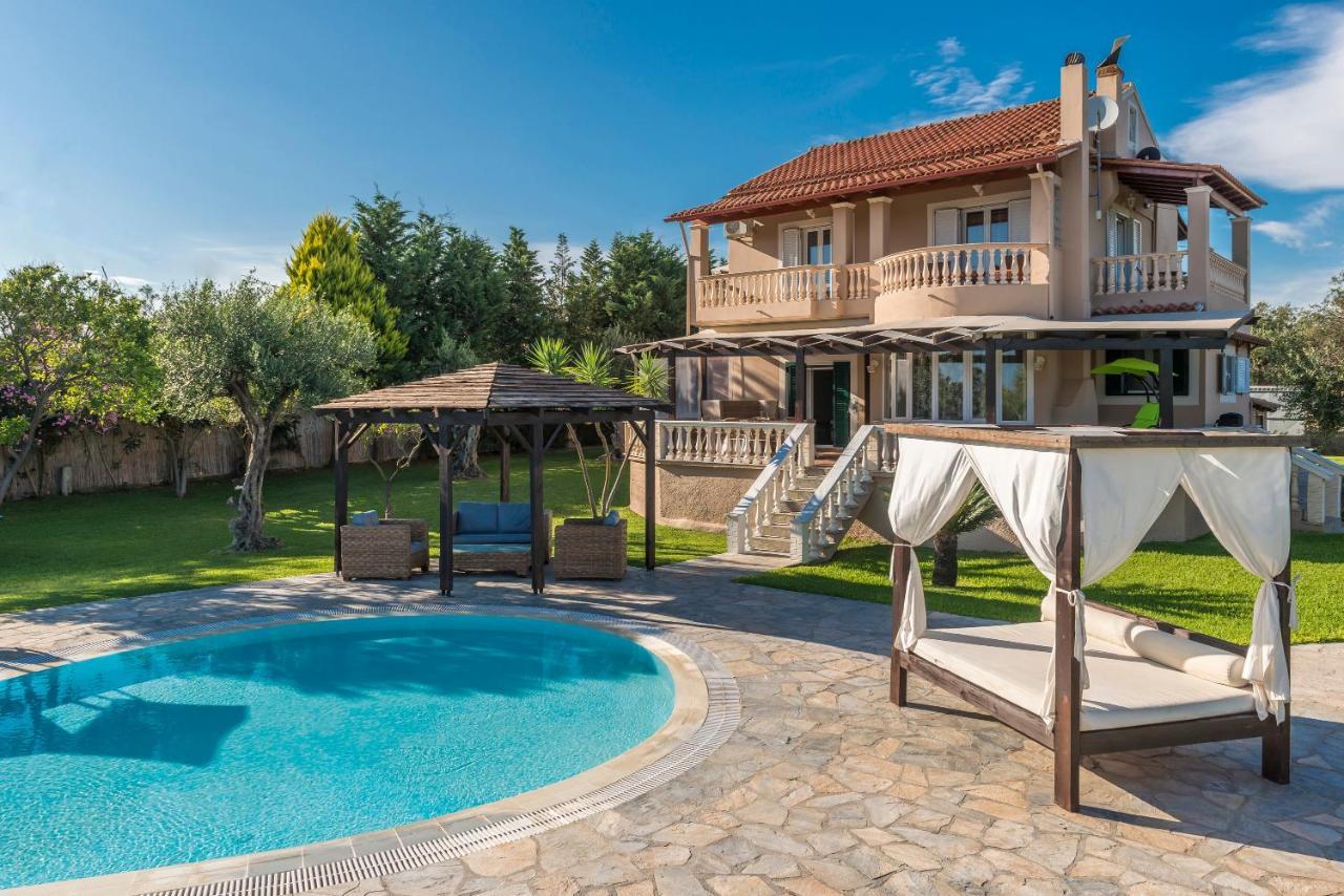 Villa Maxim With Private Pool & Tennis Court Halikounas Luaran gambar